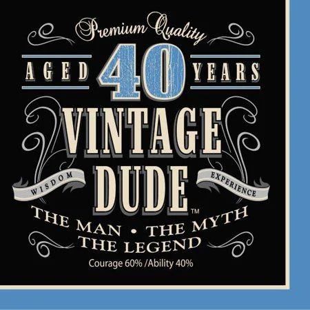 Party Creations Vintage Dude 40th Birthday Lunch Napkins