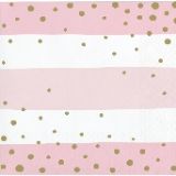 Celebration Beverage 1 by 4 Fold 2-ply Tissue Napkins, Pink & Gold
