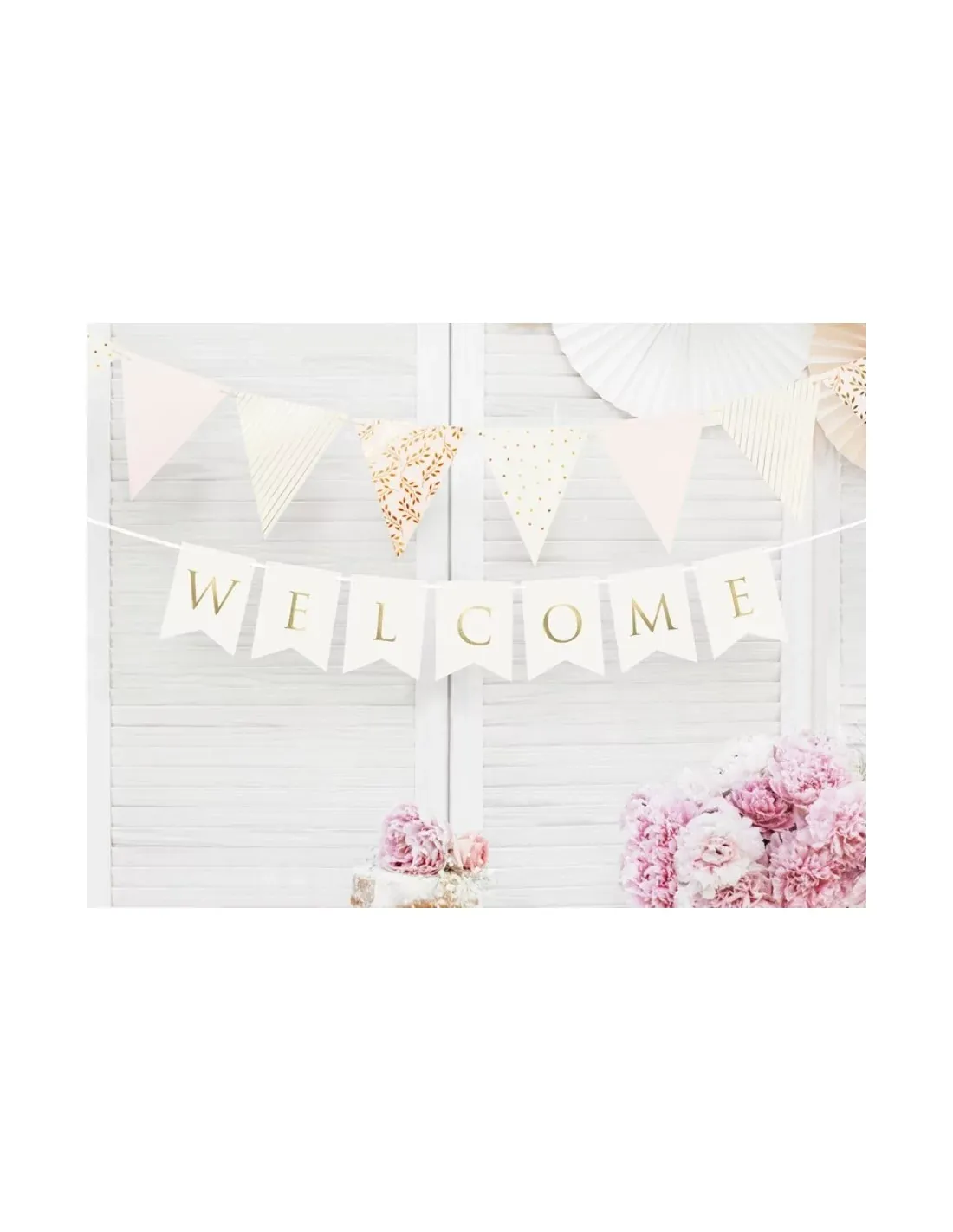 Banner Welcome White With Gold Inscription