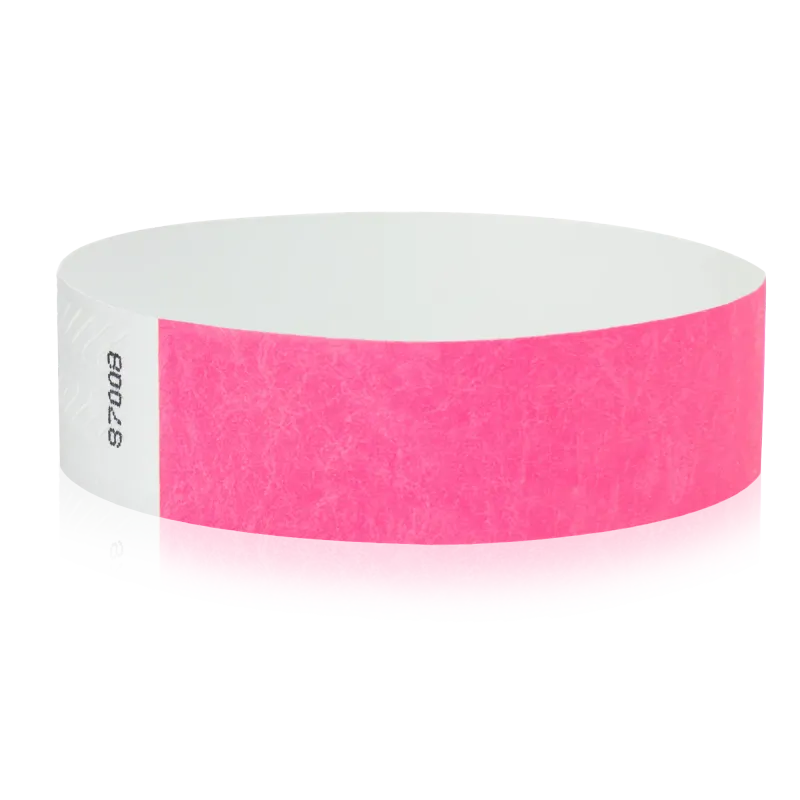 Tyvek 3/4"X10" Solid Neon Pink Wristbands Pack Of 100