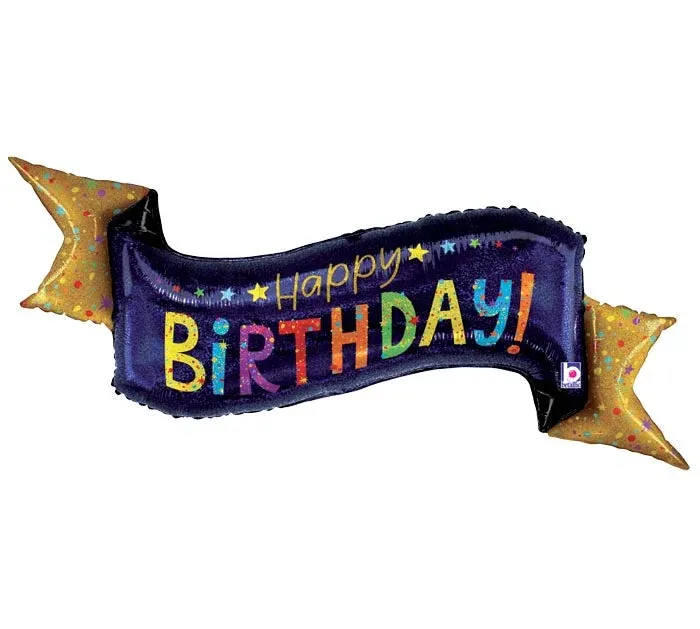51" NAVY BIRTHDAY BANNER HOLOGRAPHIC