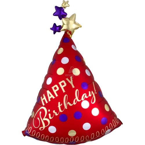 RED SATIN INFUSED PARTY HAT SUPER SHAPE