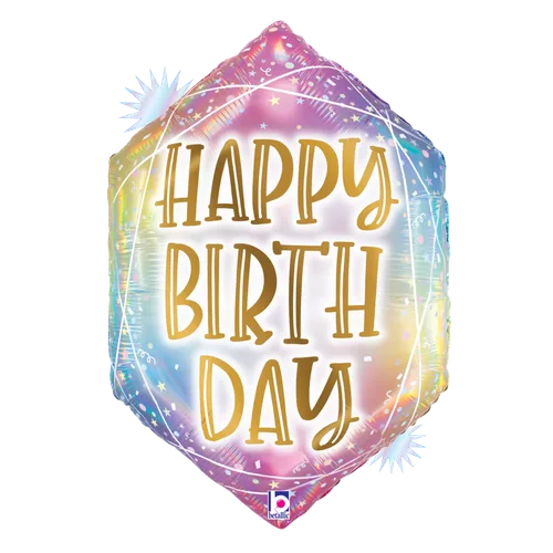 30" OPAL PASTEL GEO BIRTHDAY HOLOGRAPHIC