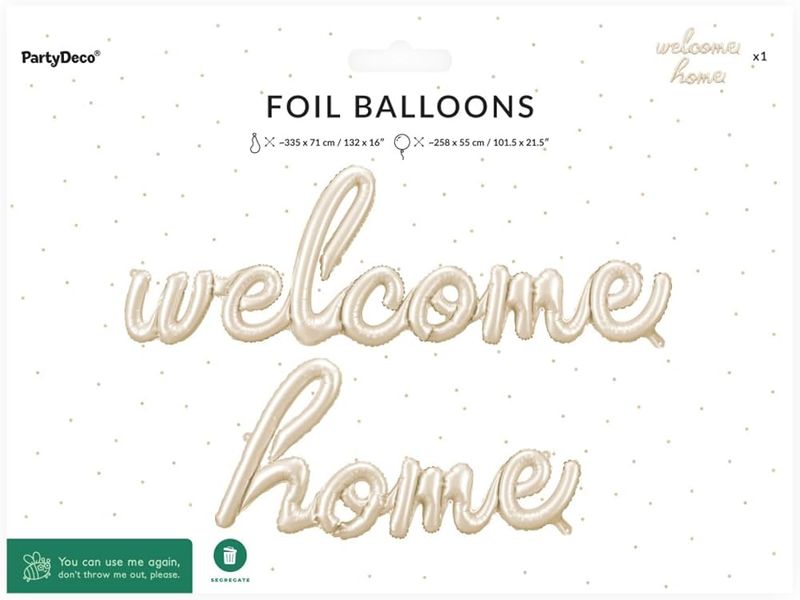 FOIL BALLOON WELCOME HOME CAPPUCCINO (335X71CM)