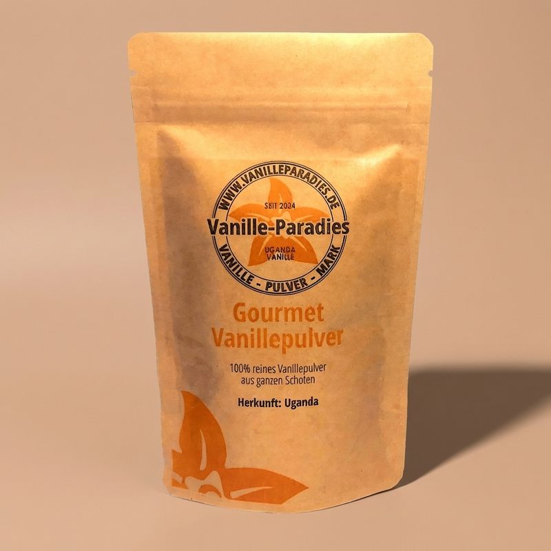 100 g Gourmet Vanillepulver – 100% echte Vanille aus Uganda im verschließbaren Doybag