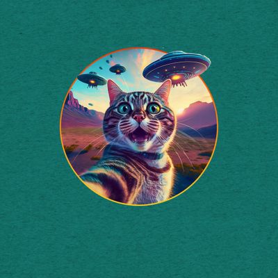 Funny Cat Meme T-Shirt: Cat and UFOs