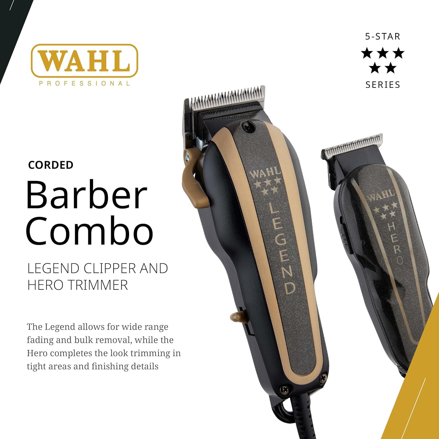 Wahl Professional 5-Star Barber Combo - Legend Clipper and Hero Trimmer