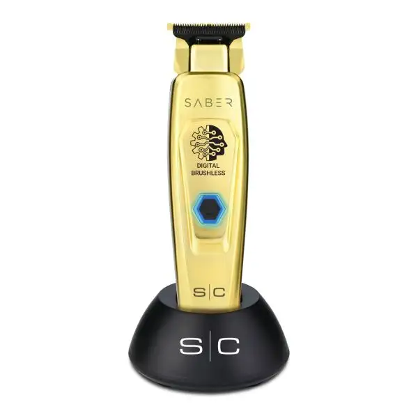 Stylecraft Saber Trimmer - Professional Cordless Trimmer with Full Metal Body and Digital Brushless Motor in Gold
