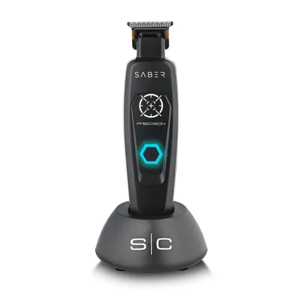 Stylecraft Precision Saber Trimmer - Professional Cordless Hair Trimmer with Full Metal Body and Digital Brushless Motor in Black