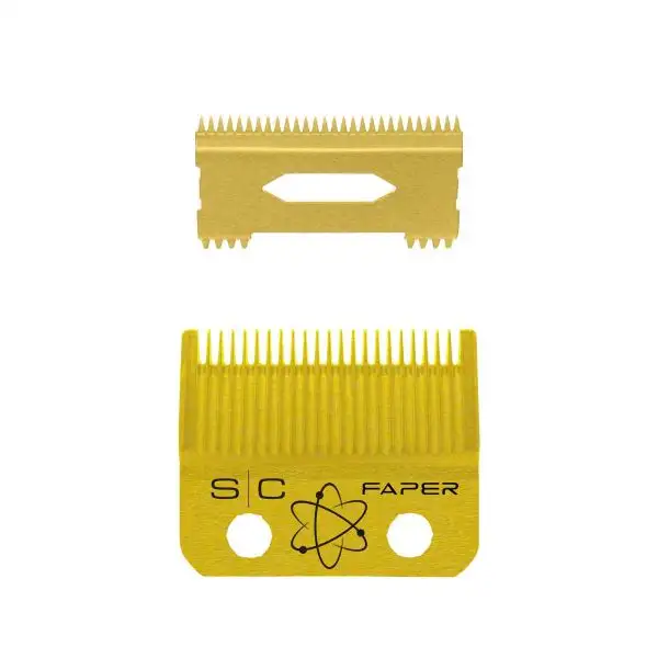 Stylecraft Replacement Fixed Gold Titanium Faper Hair Clipper Blade with Moving Slim Deep Cutter Set
