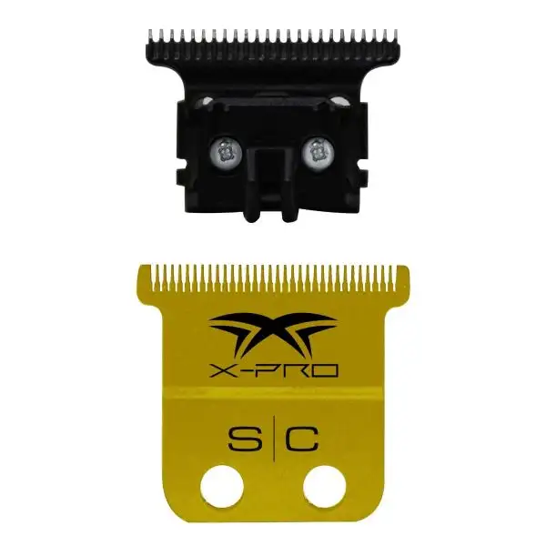 Stylecraft Replacement Fixed X-Pro Precision Gold Titanium Trimmer Blade with Black Diamond Carbon DLC THE ONE Precision Deep Tooth Cutter Set