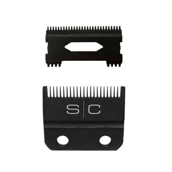 Stylecraft Replacement Double Black Diamond Carbon DLC Fixed Fade Blade with Shallow Tooth Cutter 2.0 Clipper Blade Set