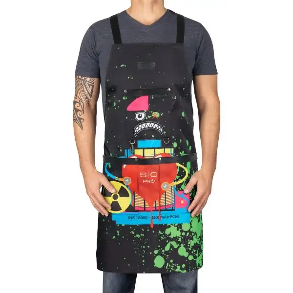 Stylecraft Water-Repellent Barber/Salon Apron with Adjustable Straps in Radioactive Black