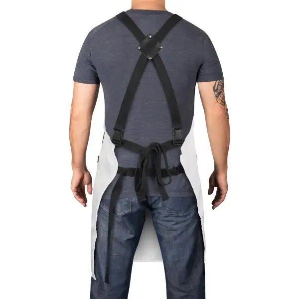 Stylecraft Water-Repellent Barber/Salon Apron with Adjustable Straps in White