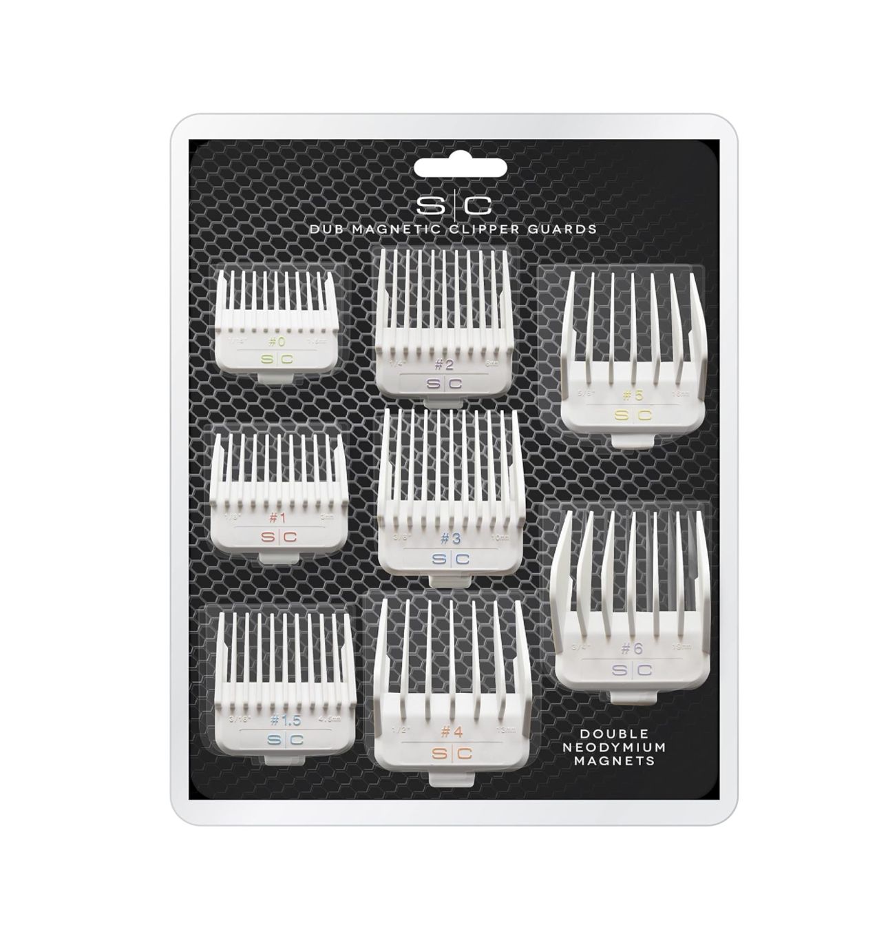 Stylecraft Professional Dub Magnetic Hair Clipper Guards, Premium Neodymium 1/16 to 3/4", White