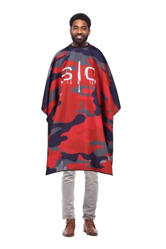 Stylecraft Waterproof Barber/Stylist Cape with Adjustable Closure in Red Camo Design
