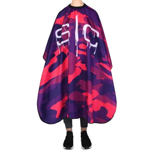 Stylecraft Waterproof Barber/Stylist Cape with Adjustable Closure in Pink and Purple Camo Design