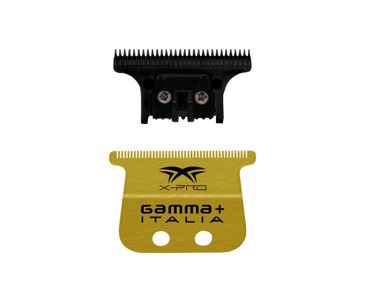 Gamma+ X-Pro Wide Gold Titanium Fixed Blade & DLC The One Cutting Trimmer Blade Set
