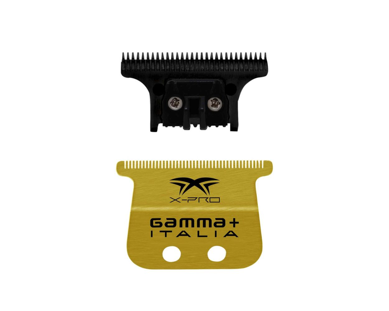 Gamma+ X-Pro Wide Gold Titanium Fixed Blade & DLC The One Cutting Trimmer Blade Set