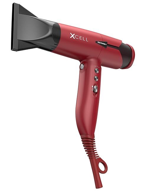 Gamma+ XCell Professional Hair Dryer Digital Motor Ultra-Lightweight Ionic Technology, Red