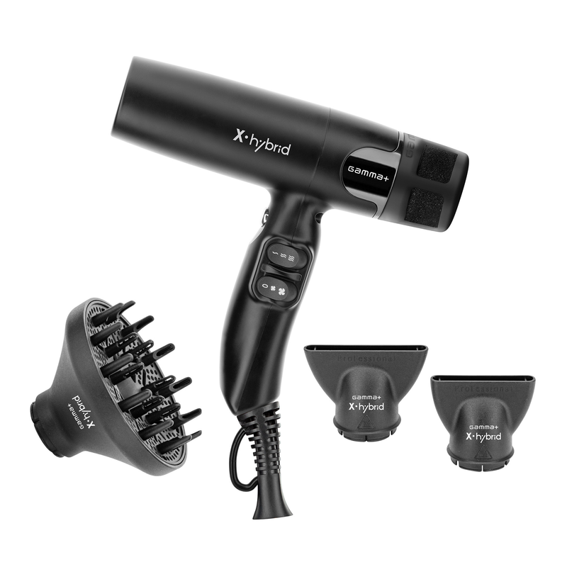 Gamma+ X-Hybrid Hair Dryer - Professional Lightweight Hair Dryer with Digital Brushless Motor in Black
