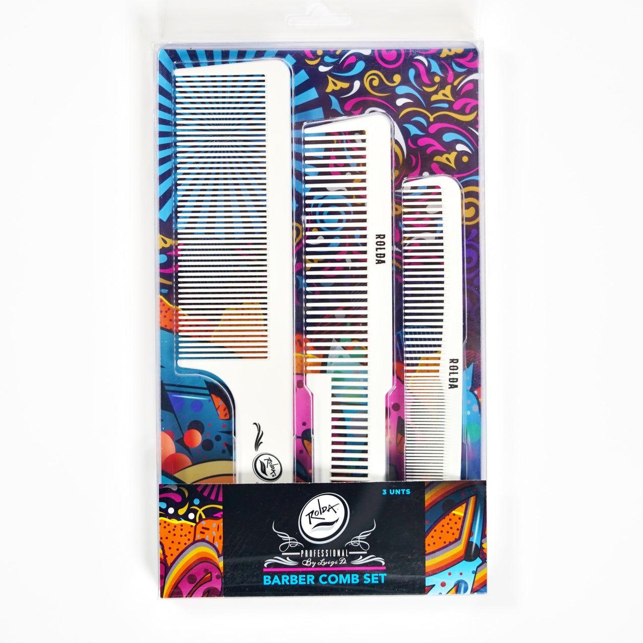 Rolda - Barber Hair Styling Comb Kit | 3-Pack - White