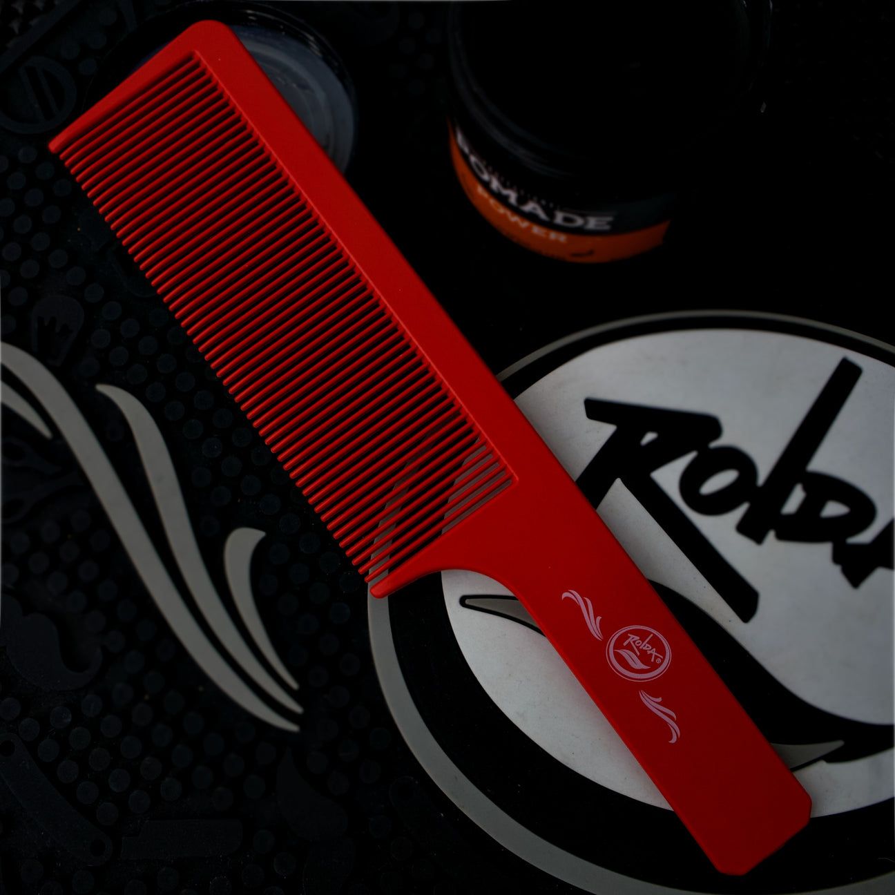 Rolda - Men's Flat Top Hair Styling Comb | Carbon Fiber Comb, Light Weight, 9 Inch - Red