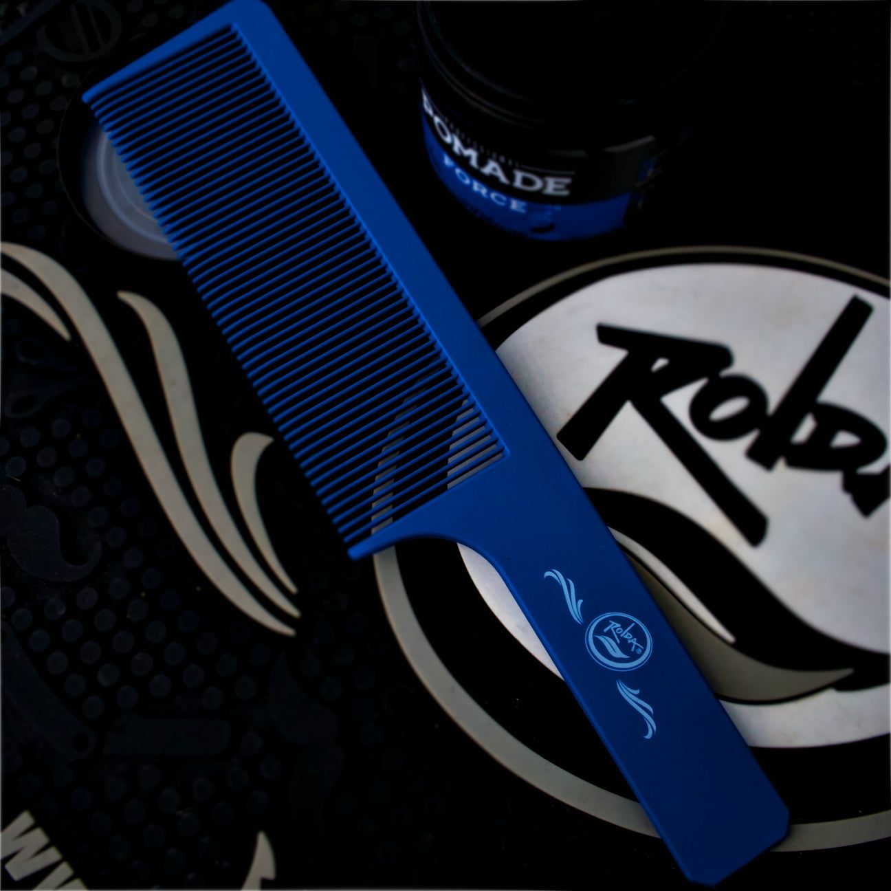 Rolda - Men's Flat Top Hair Styling Comb | Carbon Fiber Comb, Light Weight, 9 Inch - Blue