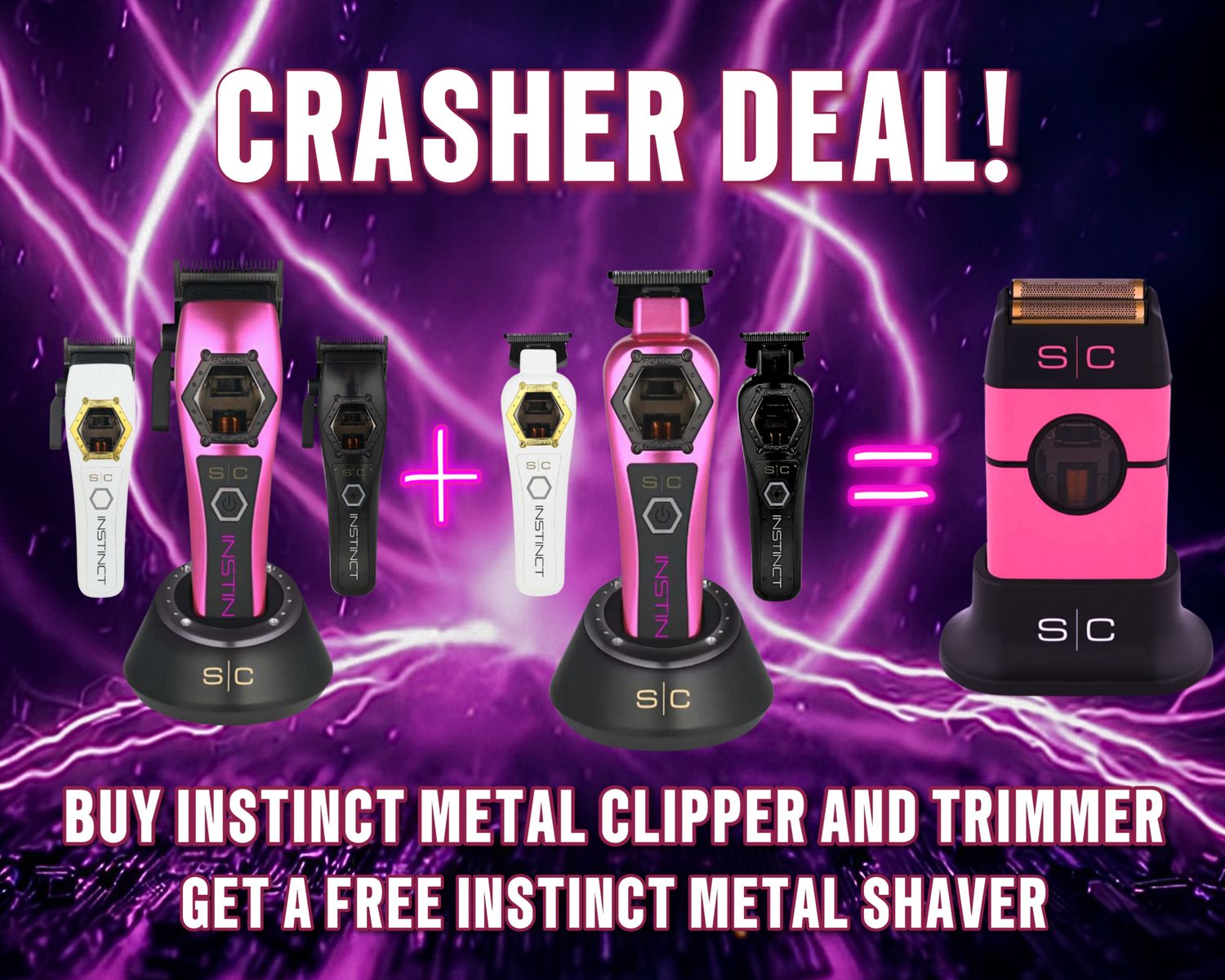 Deal Instinct Metal Edition Set ( Buy Clipper and Trimmer Get a free Shaver Pink)