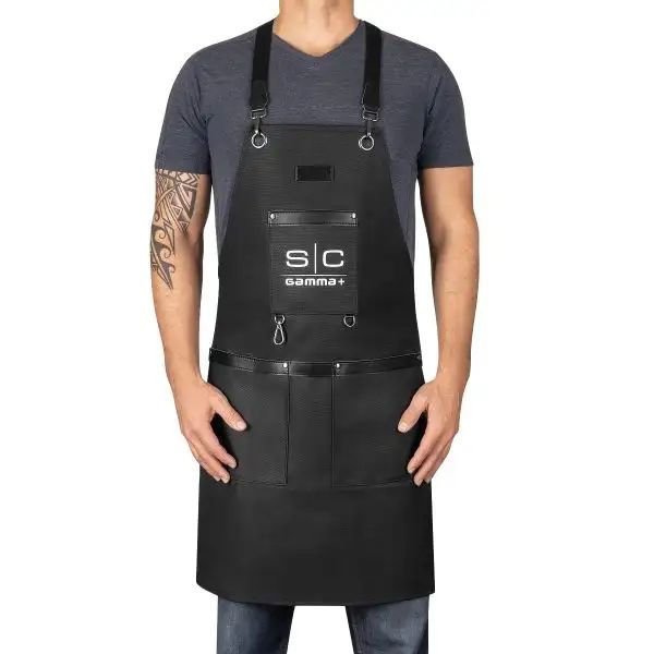 Stylecraft Waterproof Barber/Salon Apron with Crossback Strap in Black Design