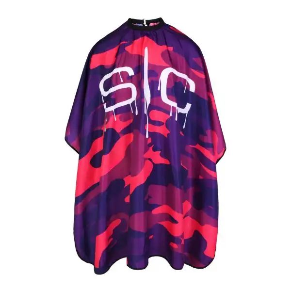 Stylecraft Waterproof Barber/Stylist Cape with Adjustable Closure in Pink and Purple Camo Design