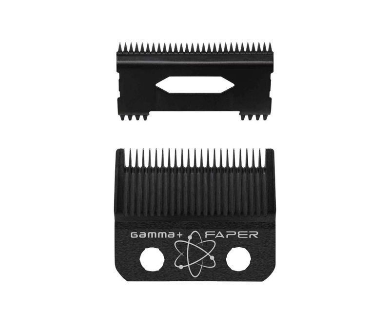 Gamma+ Fixed Black Diamond Carbon DLC Faper Blade with Moving Black Diamond Carbon Slim Tooth Cutter Clipper Blade Set