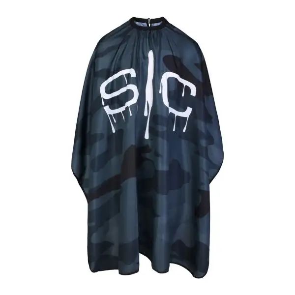 Stylecraft Waterproof Barber/Stylist Cape with Adjustable Closure in Black Camo Design