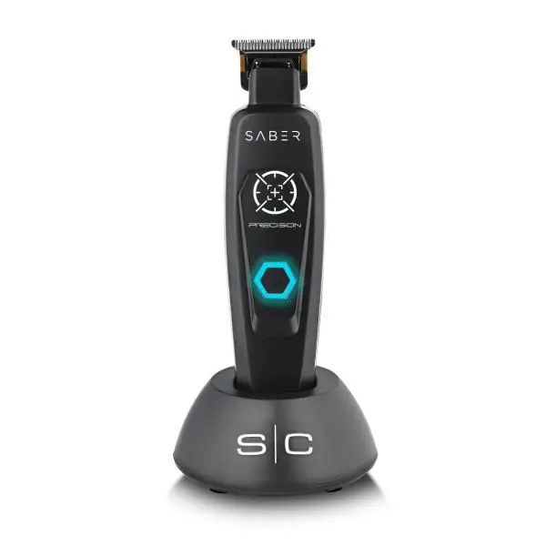 Stylecraft Precision Saber Trimmer - Professional Cordless Hair Trimmer with Full Metal Body and Digital Brushless Motor in Black