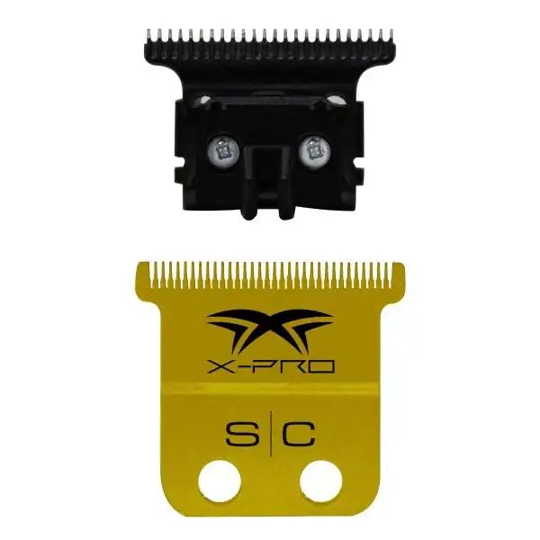 Stylecraft Replacement Fixed X-Pro Precision Gold Titanium Trimmer Blade with Black Diamond Carbon DLC THE ONE Precision Deep Tooth Cutter Set