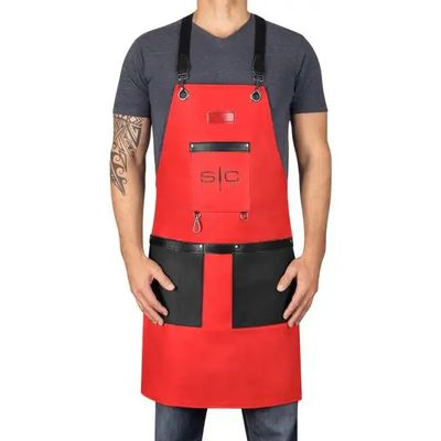 Stylecraft Waterproof Barber/Salon Apron with Crossback Strap in Red/Black Design Stylecraft Waterproof Barber/Salon Apron with Crossback Strap in Red/Black Design