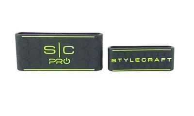 Stylecraft Pro Barber Hair Clipper and Trimmer Grip Band Set of 2 in Black with Green Stylecraft Pro Barber Hair Clipper and Trimmer Grip Band Set of 2 in Black with Green