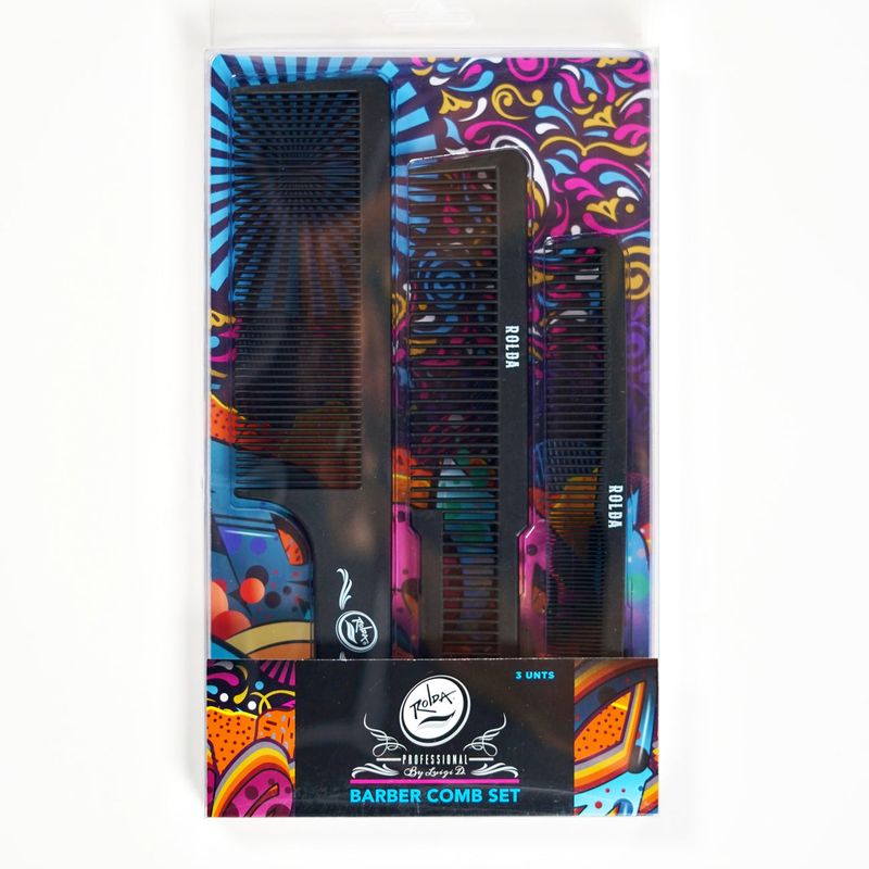 Rolda - Barber Hair Styling Comb Kit | 3-Pack - Black