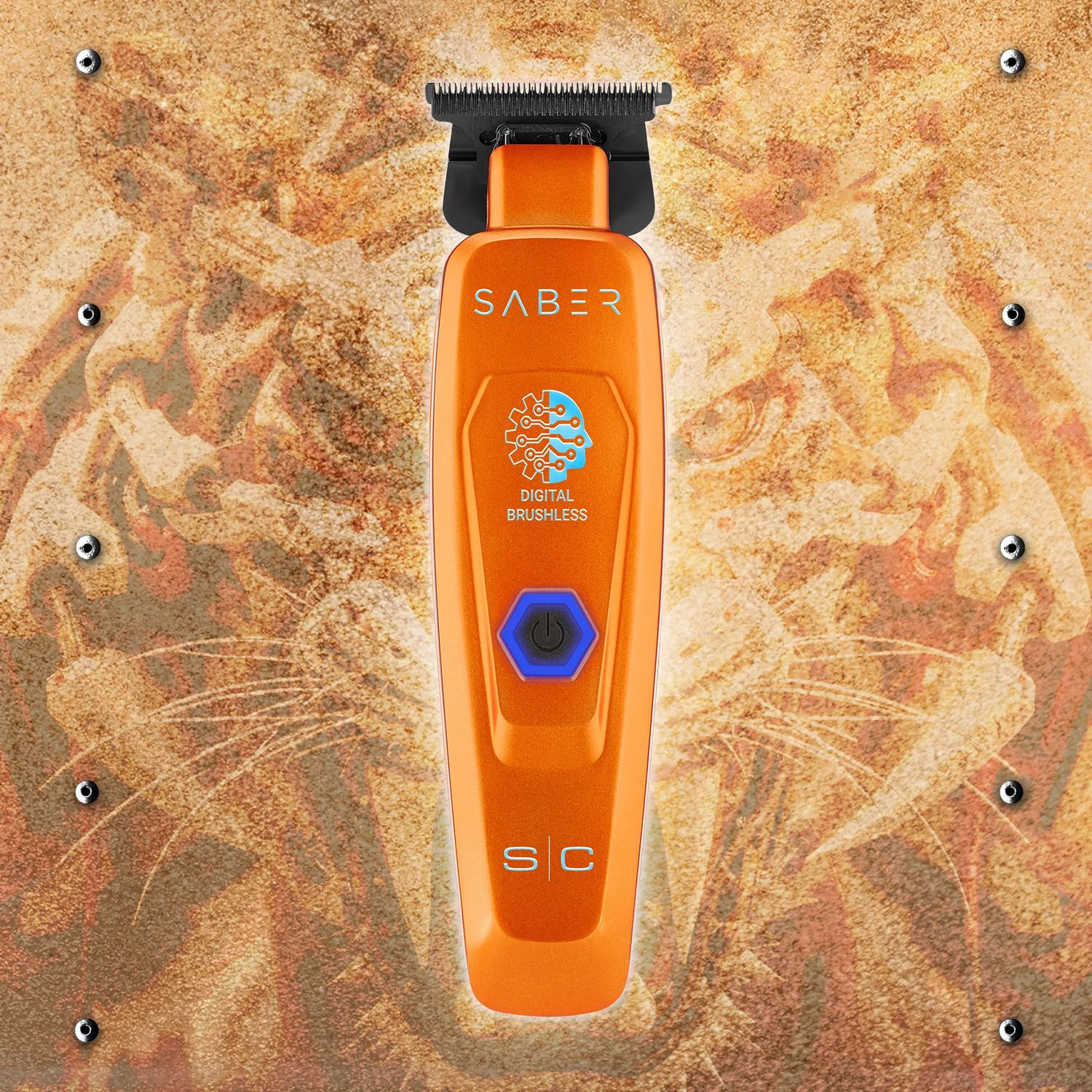 Saber Professional Cordless Trimmer with Full Metal Body and Digital Brushless Motor in Orange
