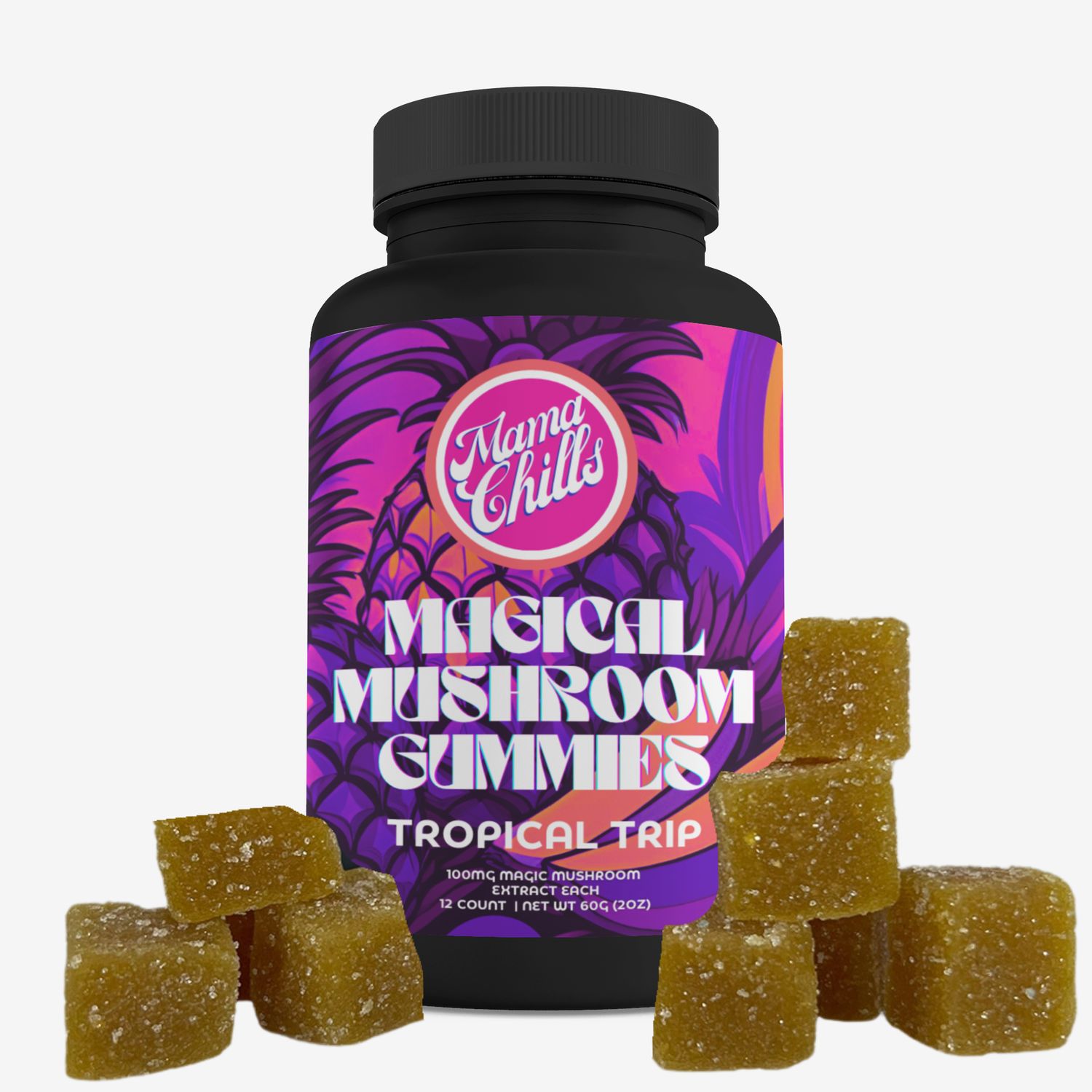 MAMA CHILLS MAGIC MUSHROOM GUMMIES- 100MG EACH- 12 COUNT