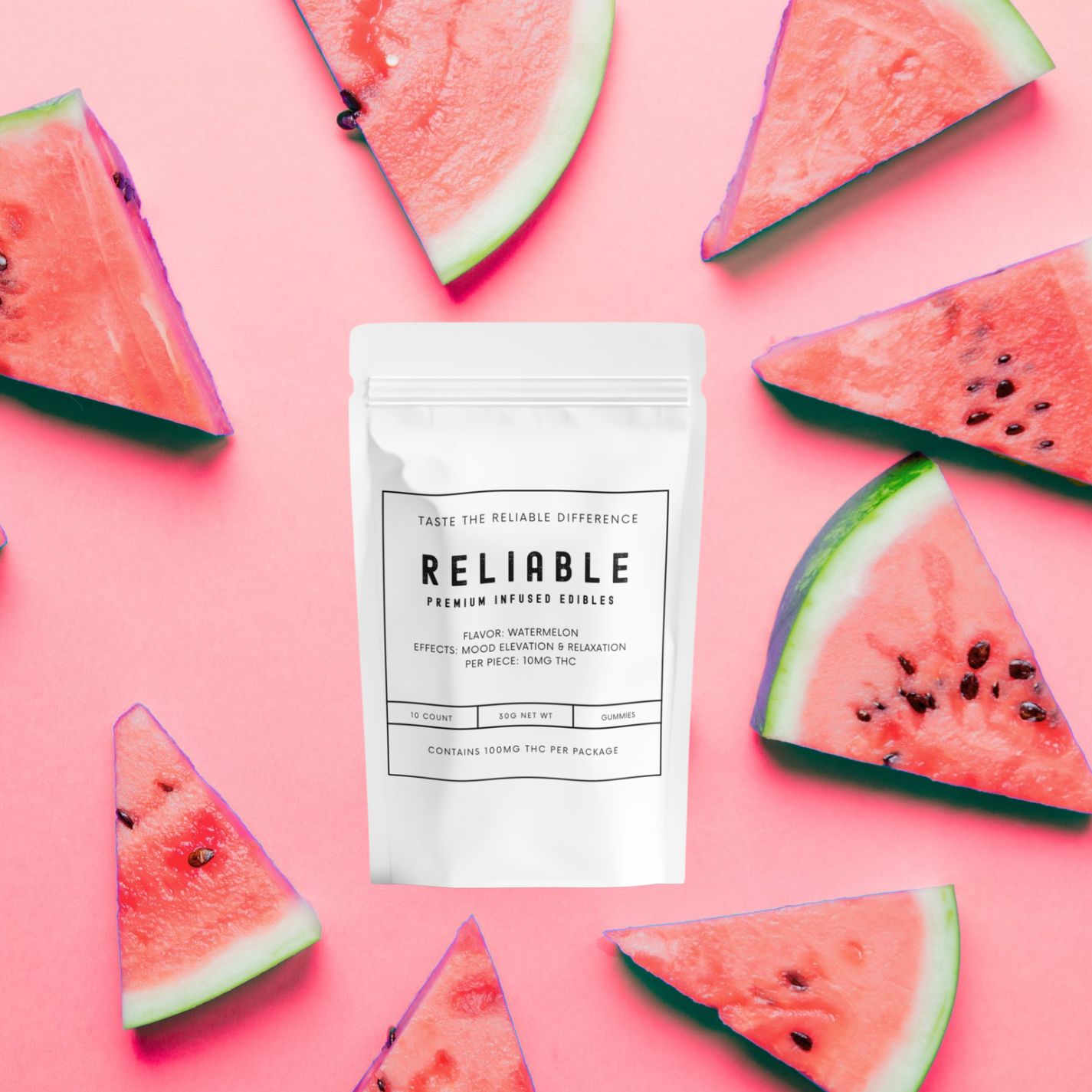 10MG LEAF SHAPED GUMMIES- WATERMELON- 10 COUNT