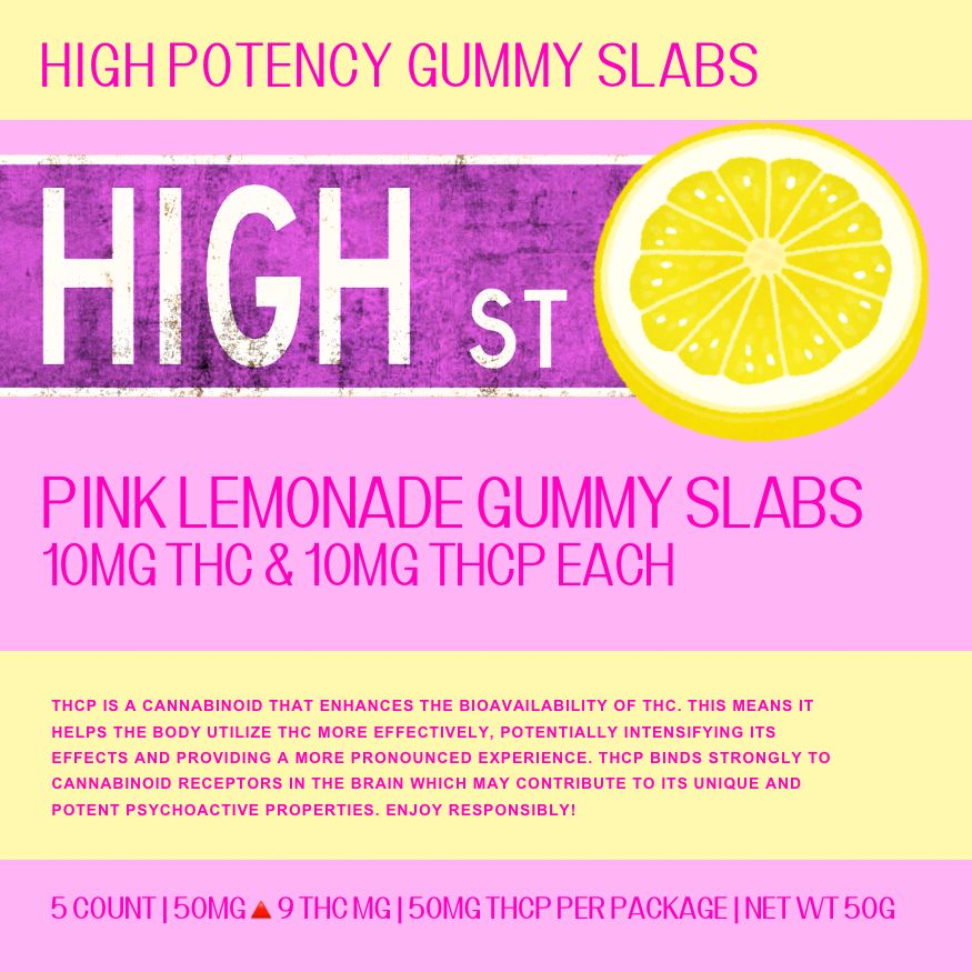 SUPER POTENT THCP GUMMY SLABS-  PINK LEMONADE- 5 COUNT