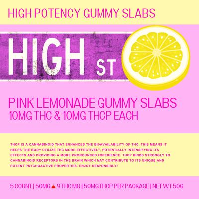 SUPER POTENT THCP GUMMY SLABS-  PINK LEMONADE- 5 COUNT