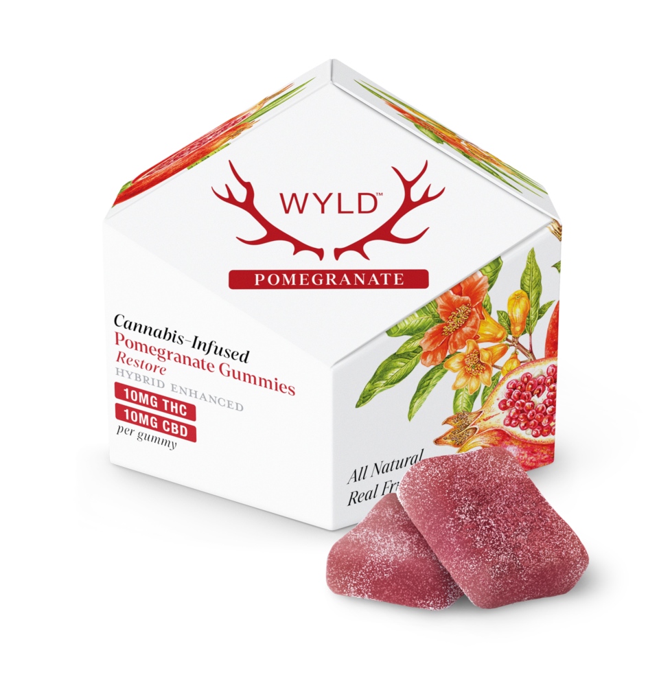 WYLD POMEGRANATE HYBRID GUMMIES- 10 CT 10MG THC 10 MG CBD