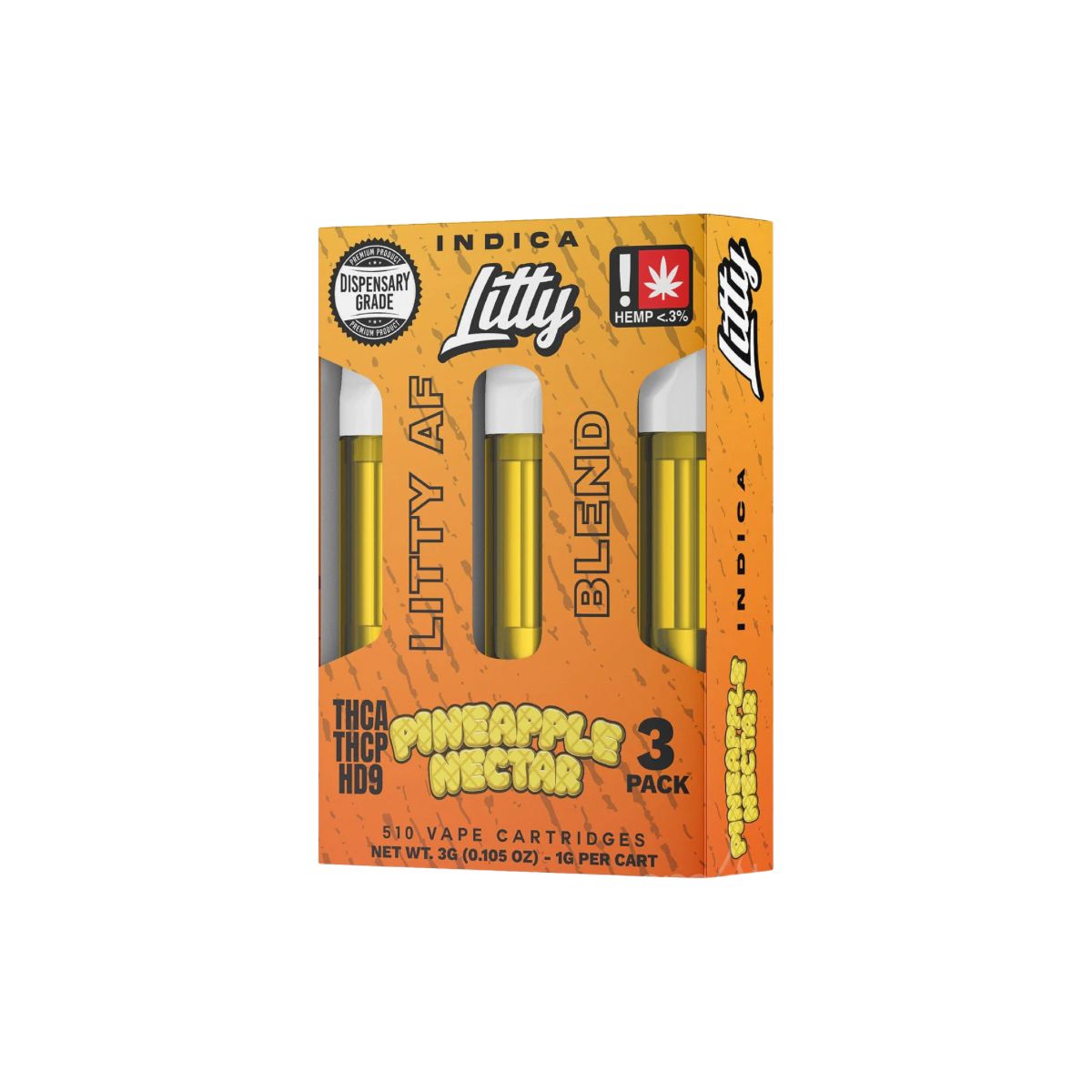 Litty 3 Pack Carts- THCA- THCP- Pineapple Nectar- Indica