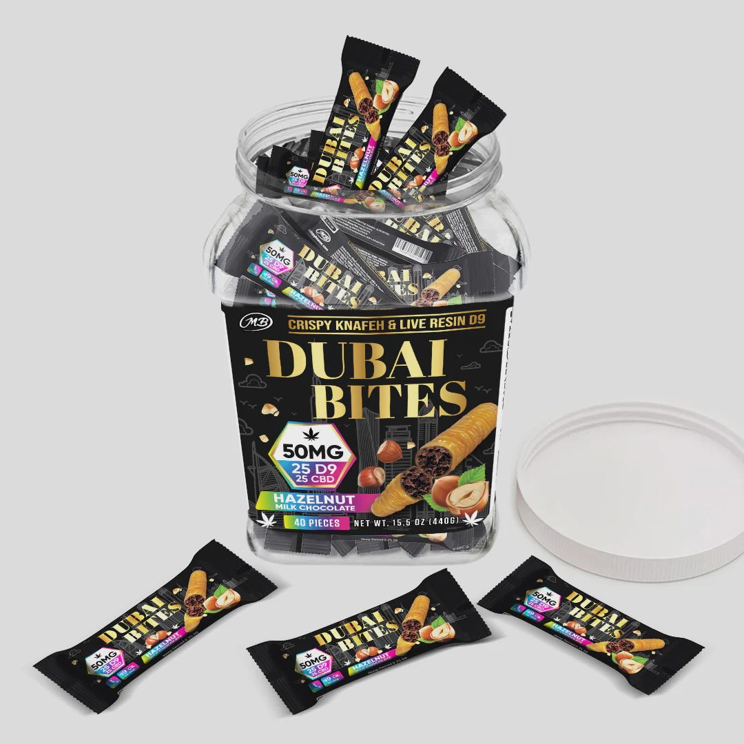 DUBAI BITES- HAZELNUT- 25MG THC- 25MG CBD 1:1