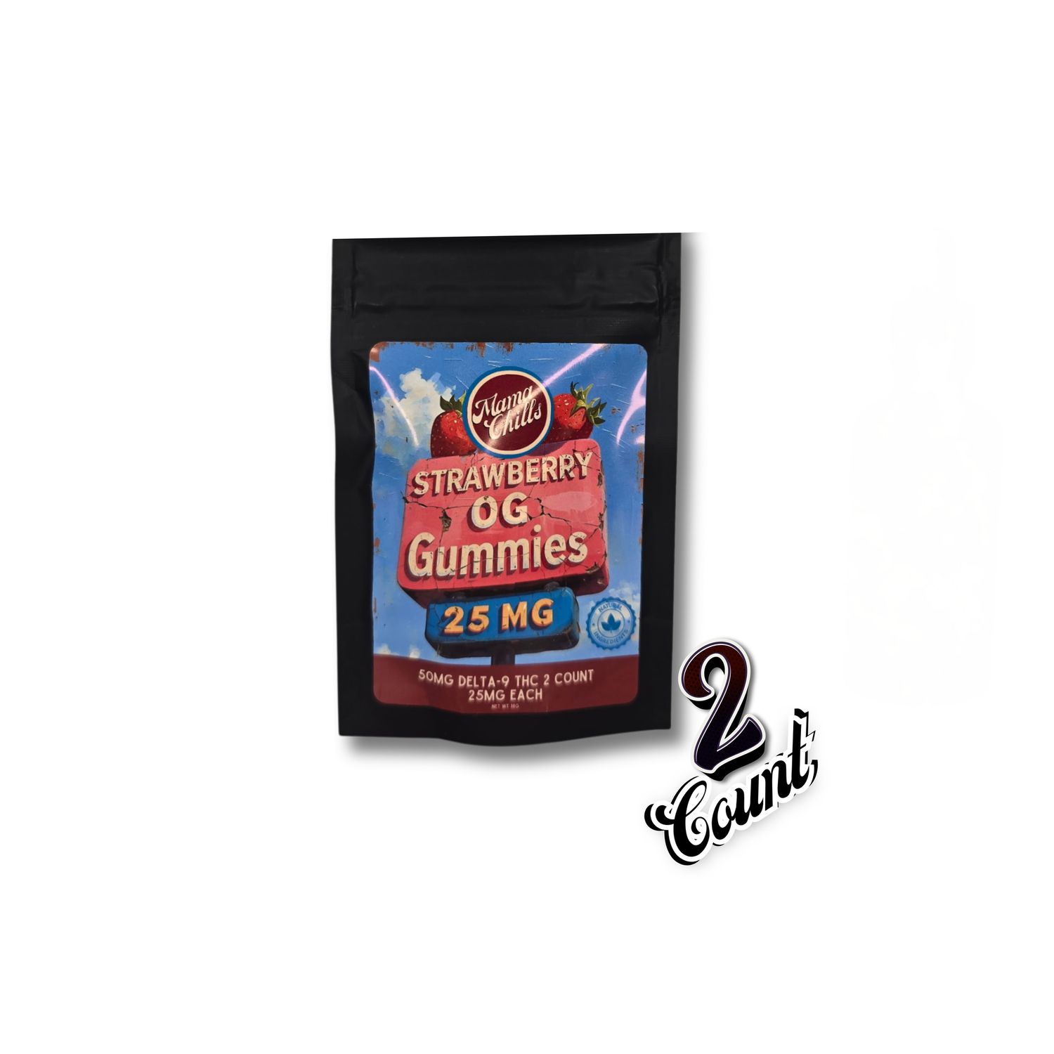 Mama Chills Naturals- 25MG Strawberry OG Gummy 2-Pack