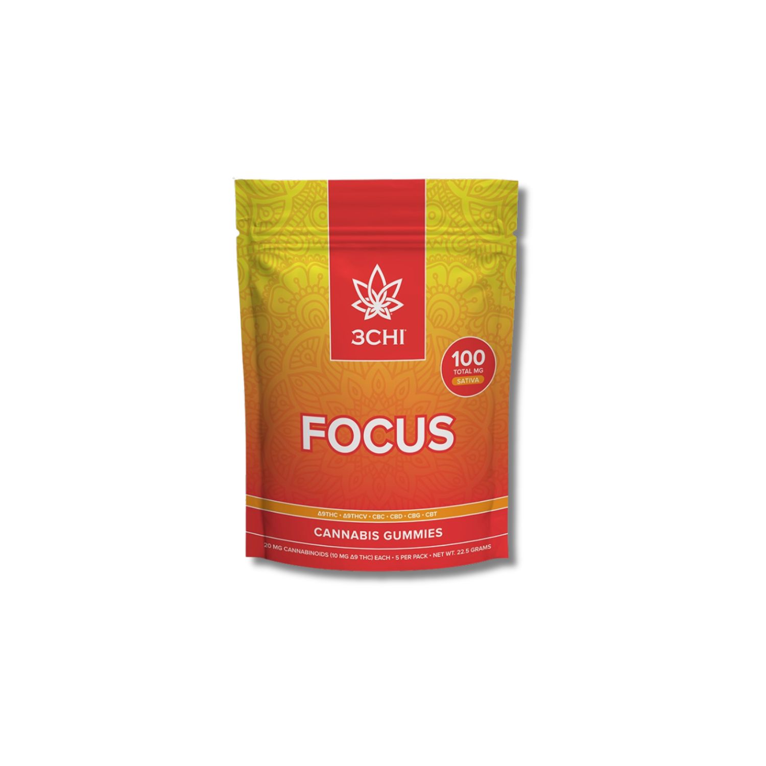 FOCUS VIBES SATIVA HYBRID 5 CT GUMMIES- 10 MG THC/ THCV CBG CBD CBG CBT