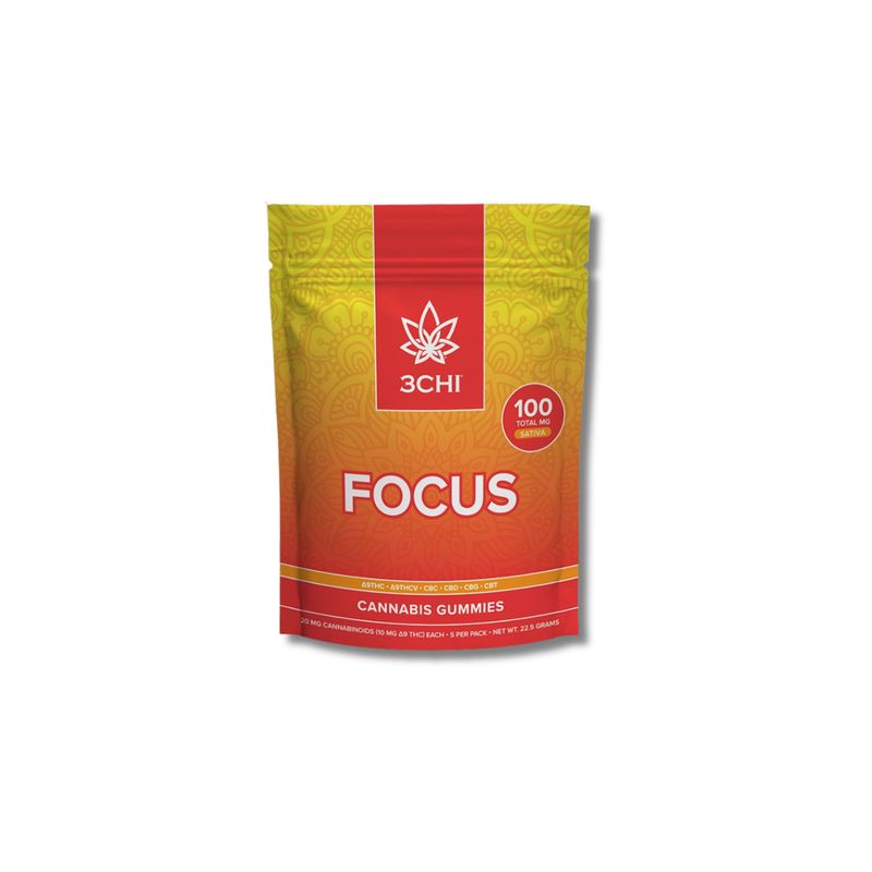 FOCUS VIBES SATIVA HYBRID 5 CT GUMMIES- 10 MG THC/ THCV CBG CBD CBG CBT