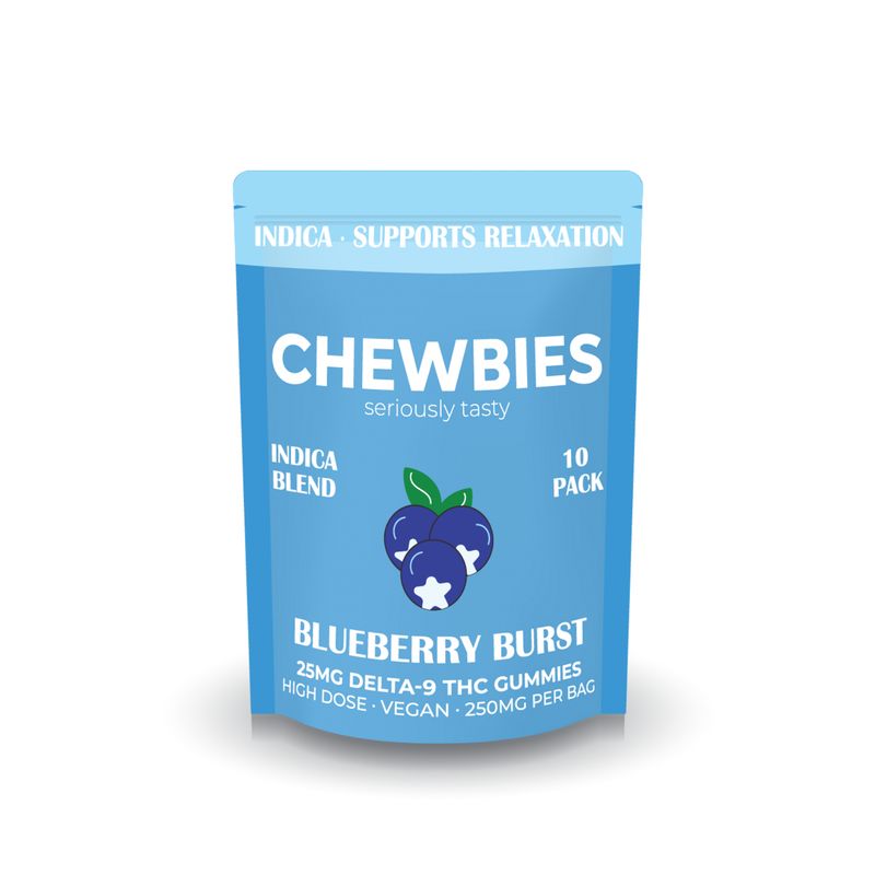 HIGH DOSE 25MG- INDICA- BLUEBERRY BURST-10 CT